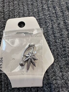 Silver Leaf Dangle Belly Ring